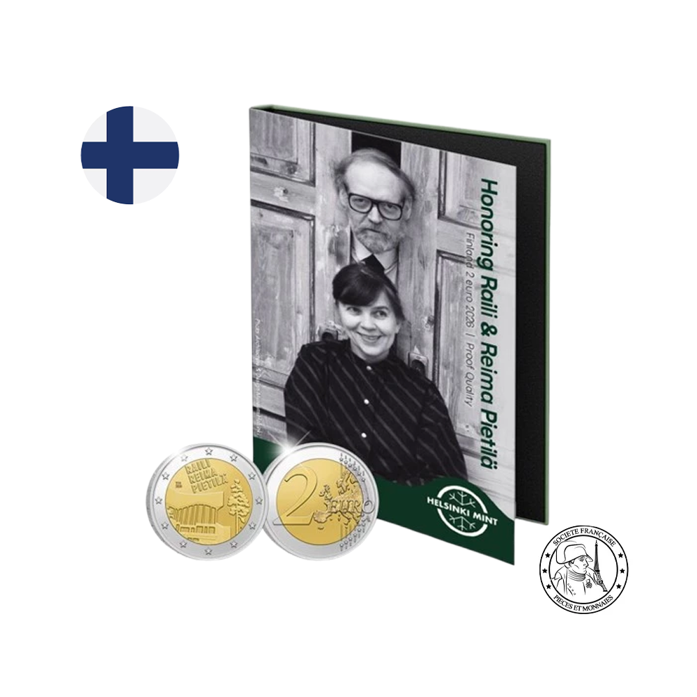 ⁣⁢Finnland 2026 – 2 Euro-Gedenkmünze – Raili und Reima Pietilä – PP⁤⁣
