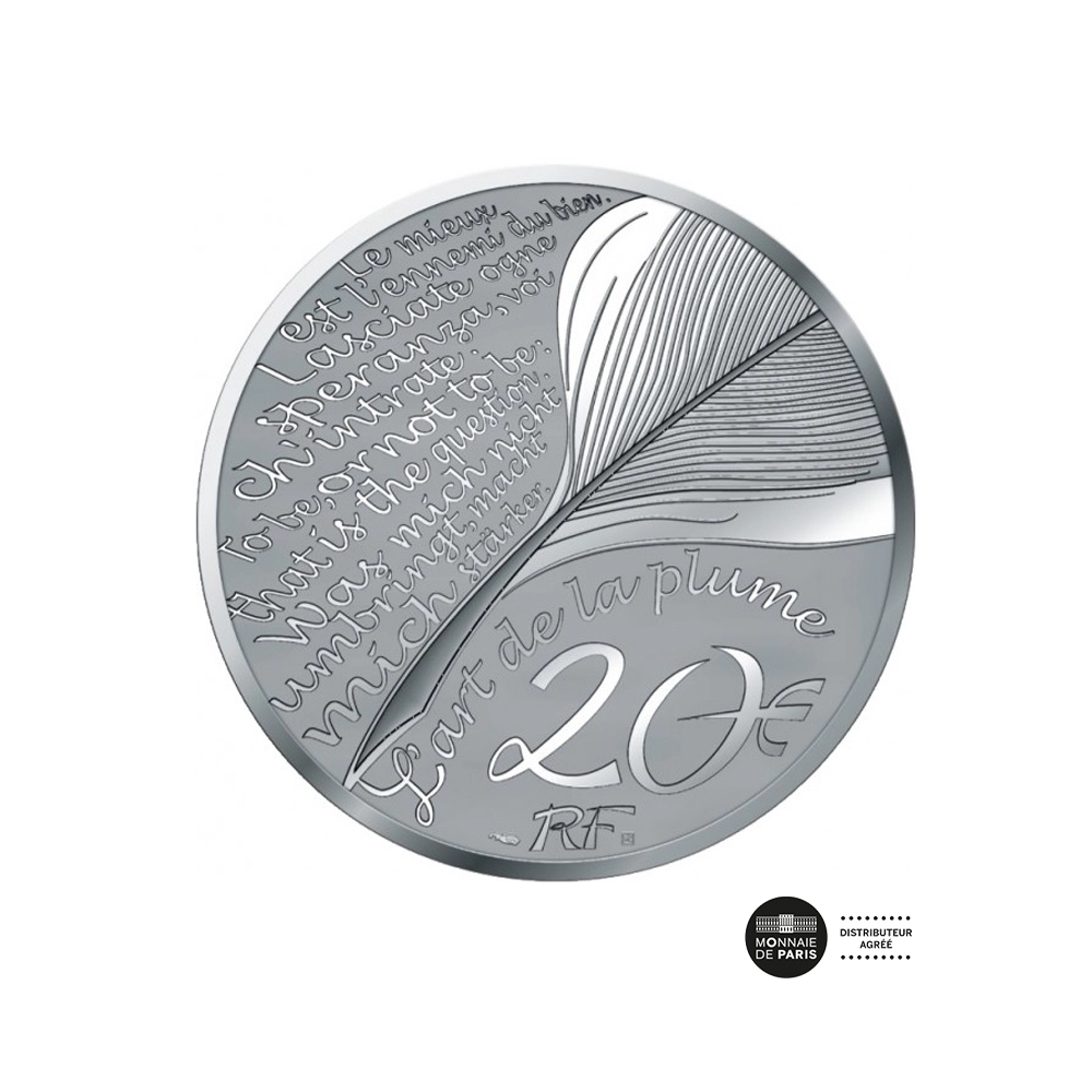 Art de la plume - Jean de la Fontaine - Monnaie de 20 Euros - BE HR 2021