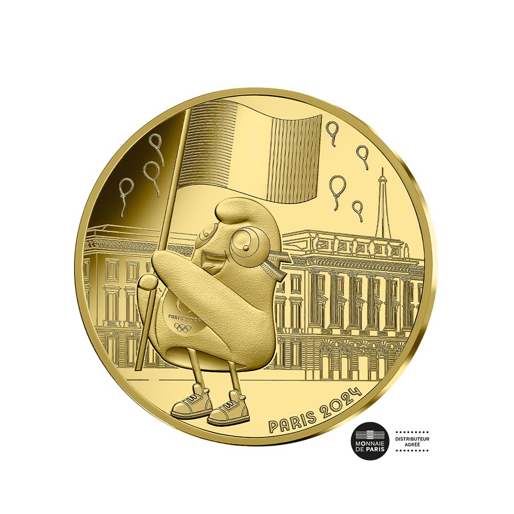 Paris Games Olímpicos 2024 - A bandeira - moeda de 250 € Gold - BU - Onda 1