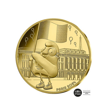 Paris Games Olímpicos 2024 - A bandeira - moeda de 250 € Gold - BU - Onda 1