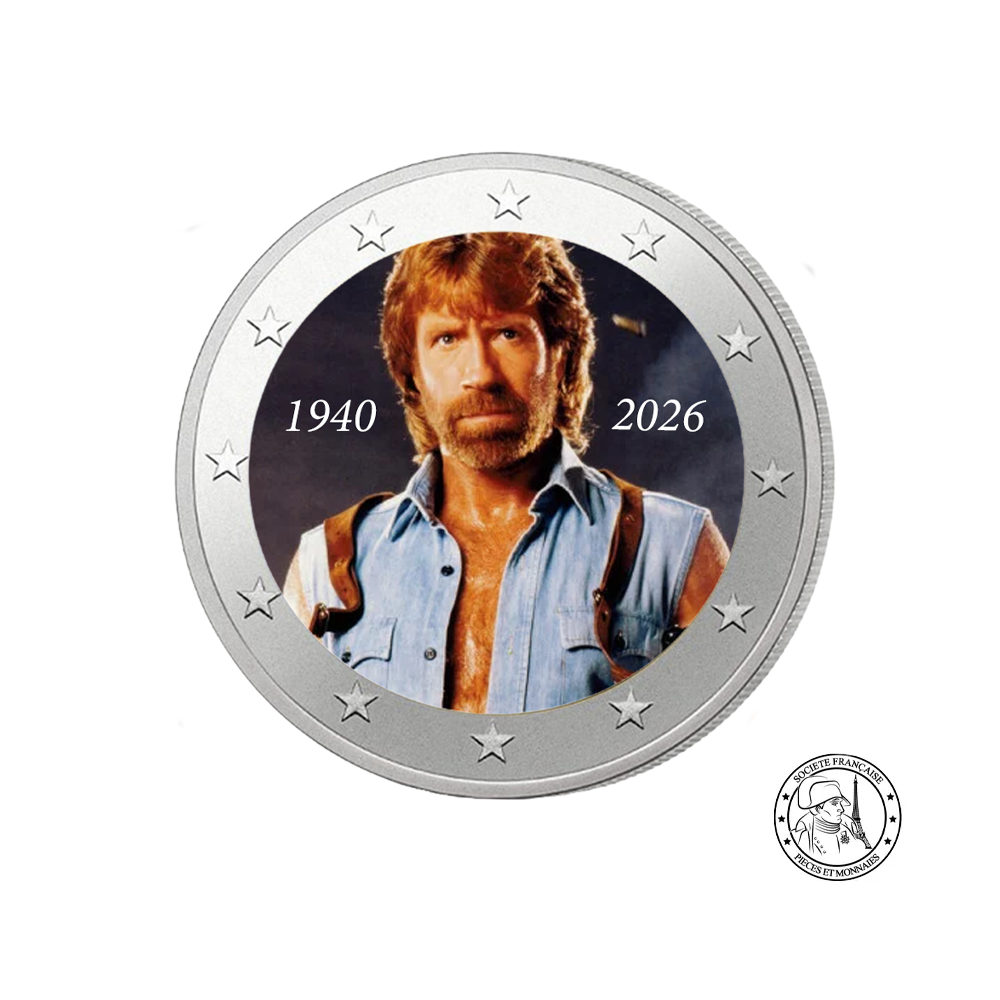 Chuck Norris 2026 - 2 Euros Commémorative - Colorisée