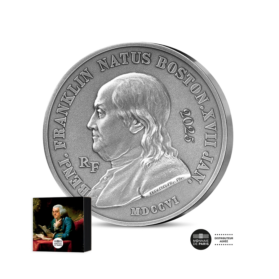 Benjamin Franklin et Génie Ailé - Monnaie de 250€ Argent ½ kg - BE HR 2025