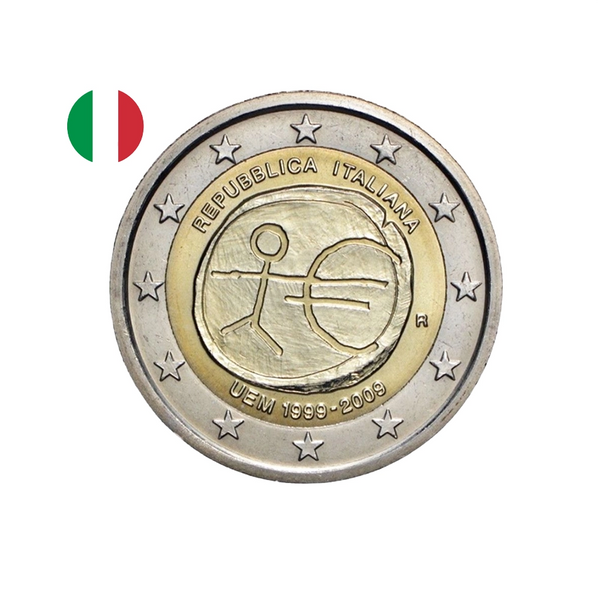 ⁣⁢Italien 2009 - 2 Euro Gedenkmünze - Europäische Wirtschafts- und Währungsunion⁤⁣