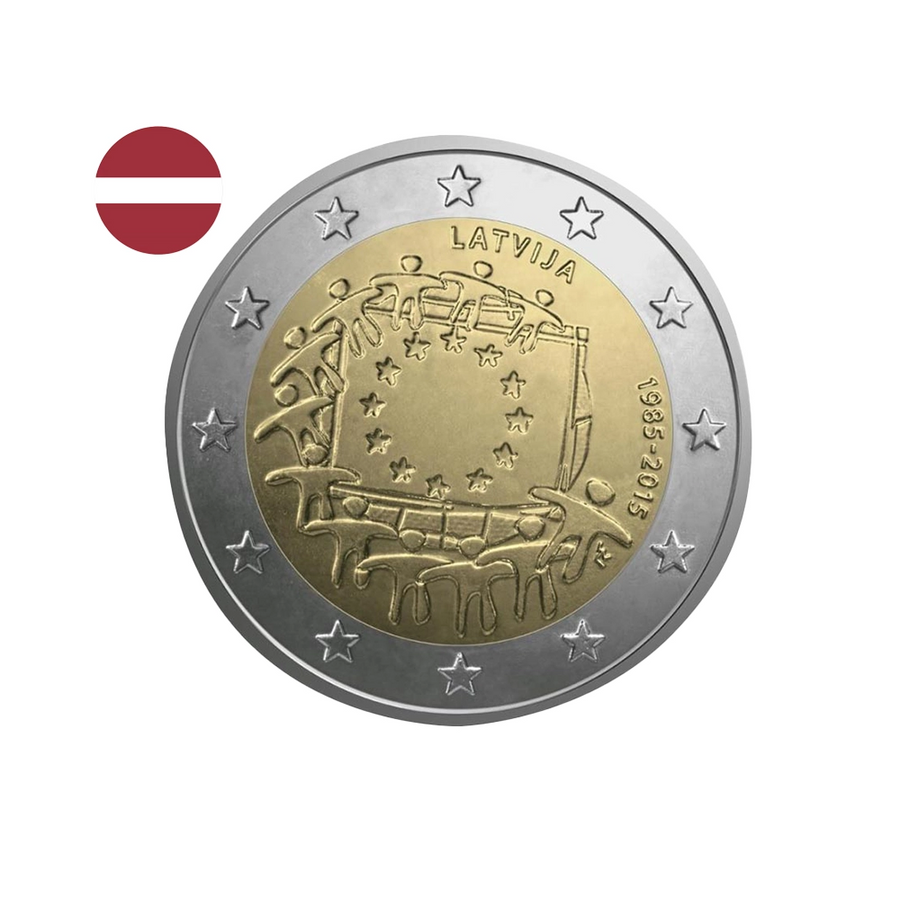 Lettonie 2015 - 2 Euro Commémorative - 30 ans du drapeau européen