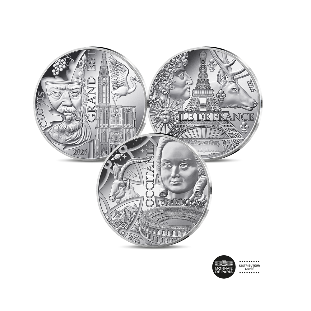 Les Régions 2026 - Lot de 3 Monnaies de 5 Euros Argent - BE