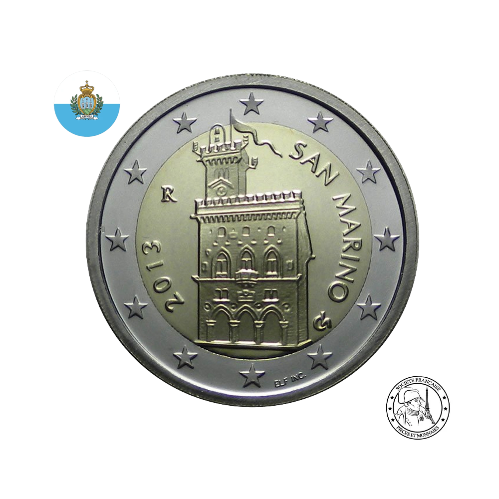 Saint-Marin 2013 - 2 Euros Commémorative - Palais de Gouvernement (Copie)