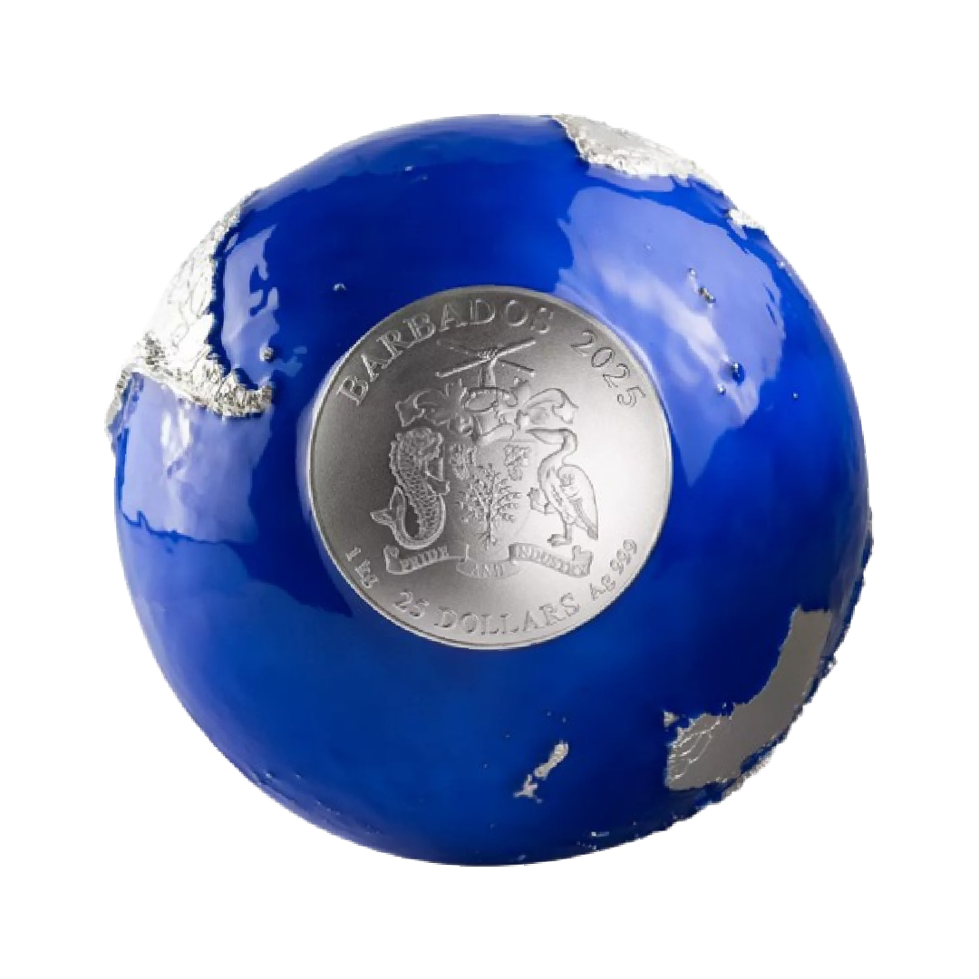 Blue Marble- Monnaie de 25 Dollars 1 kg Argent - Barbade 2025