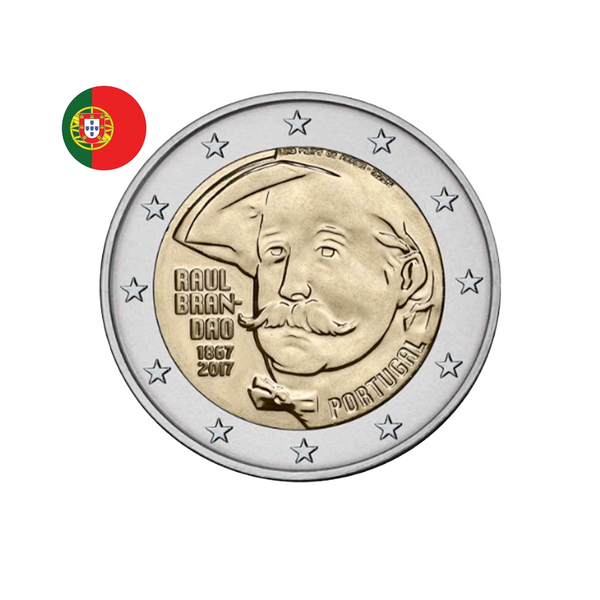 ⁣⁢Portugal 2017 - 2 Euro Commemorative - 150th Anniversary of Raul Brandão⁤⁣