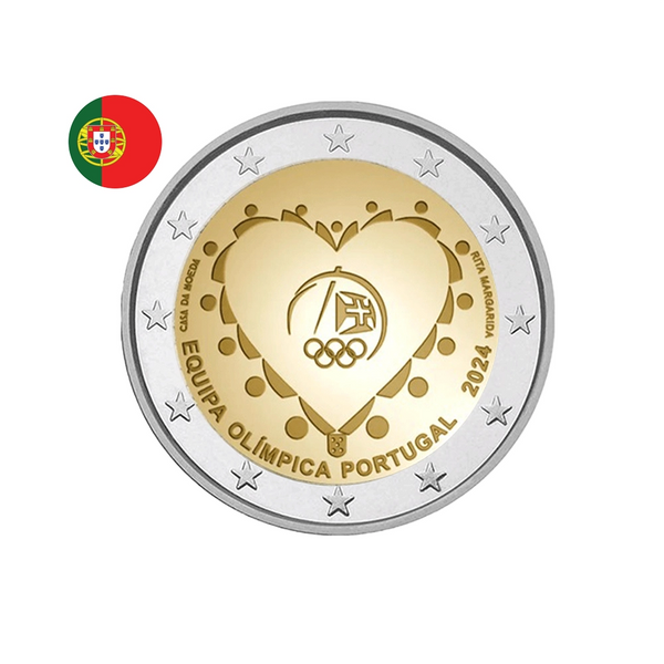 ⁣⁢Portugal 2024 - 2 Euro Commemorative Coin - Portuguese Olympic Team⁤⁣