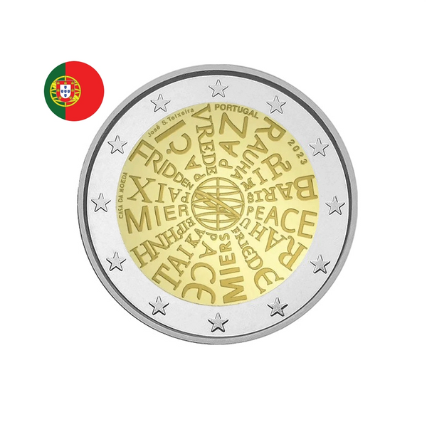 ⁣⁢Portugal 2023 - 2 Euro Commemorative Coin - Peace Among Nations⁤⁣