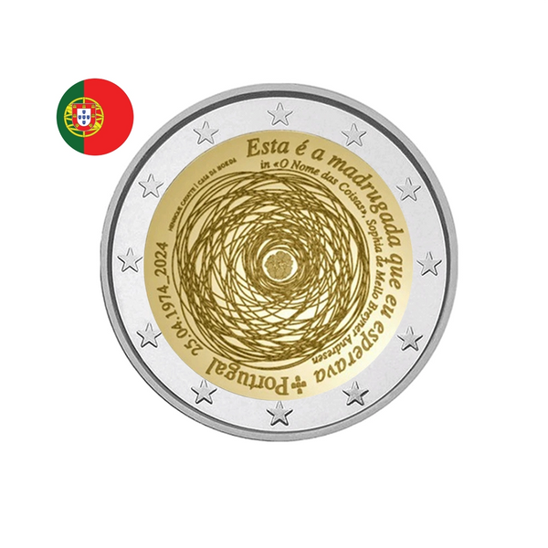 ⁣⁢Portugal 2024 - 2 Euro Commemorative Coin - 50 Years of the Carnation Revolution⁤⁣