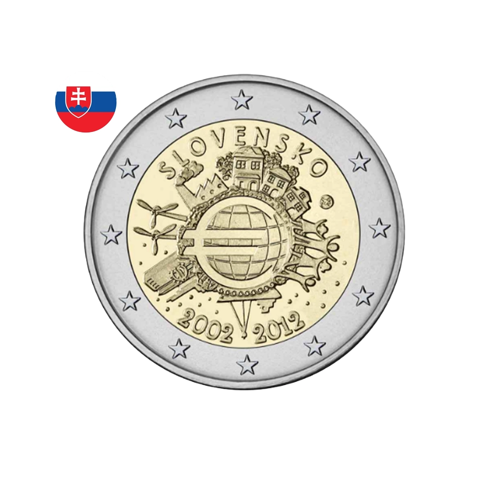 Slovaquie 2012 - 2 Euro Commémorative - 10 ans de l'Euro