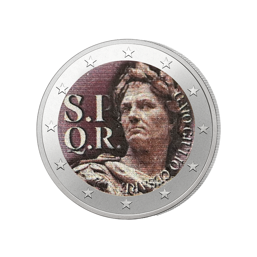 2 euro commemorative - spqr giulio cesare - colorized