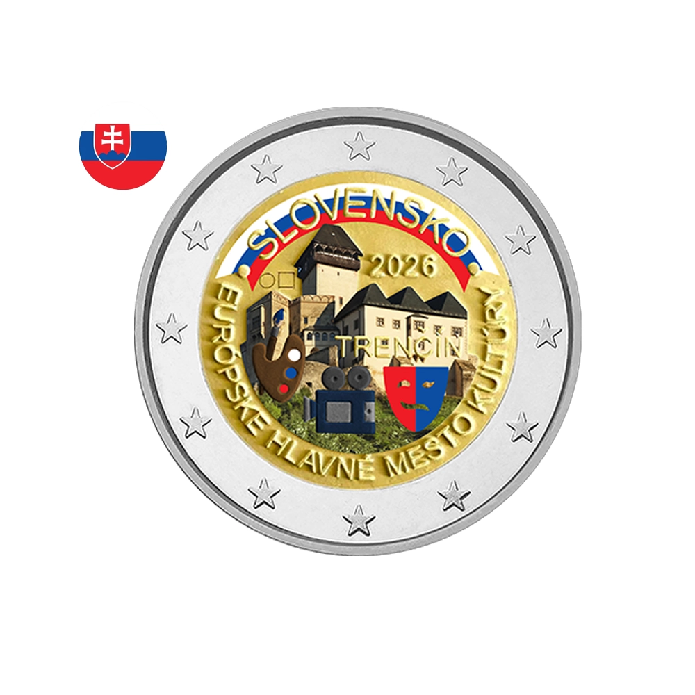 Slovaquie 2026 - 2 Euros Commémorative - Trenčín - Capitale de la culture - Colorisée