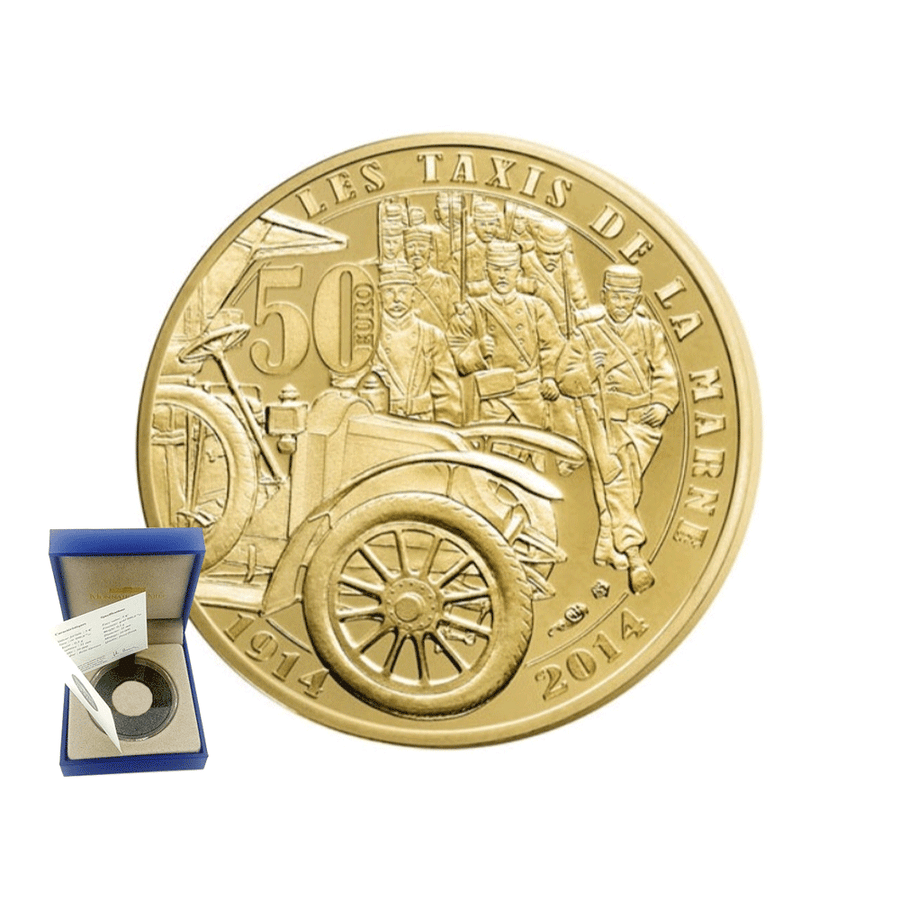 Les Hommes et les Femmes dans la Grande Guerre - Les Taxis de la Marne - Monnaie de 50€ Or - BE 2014