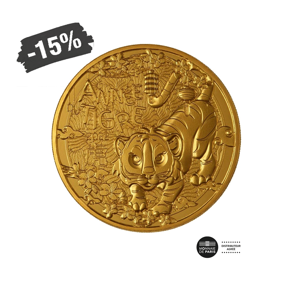 Calendrier Chinois 2022 - Année du Tigre - Monnaie de ¼ Euro