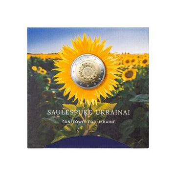 Latvia 2023 - 2 euro commemorative - a sunflower for Ukraine