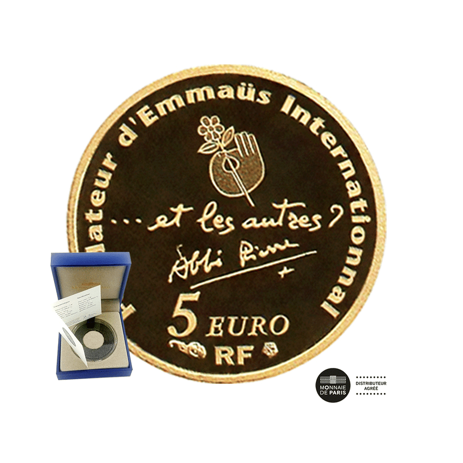Abbé Pierre - Monnaie de 5€ Or - BE 2012