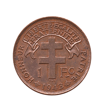1 franc - Afrique Equatoriale Française - 1943