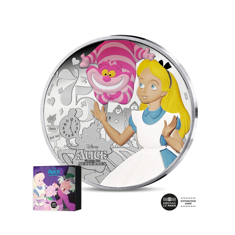 ⁣⁢Disney – Alica v čudežni deželi – srebrnik za 10 evrov – DOKAZ 2026⁤⁣