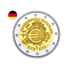 ⁣⁢Německo 2012 - Pamětní 2 Euro - 10 let Eura⁤⁣