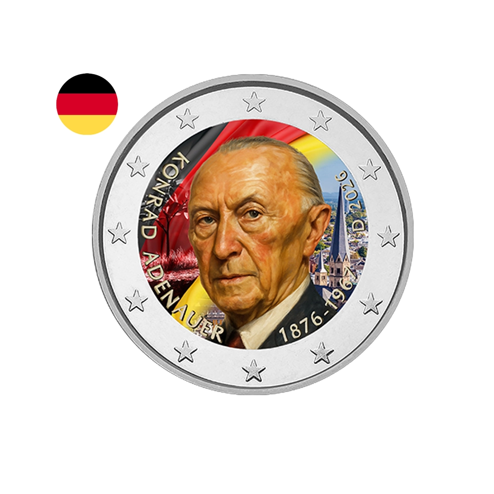 Allemagne 2026 - 2 Euros commémorative - 150e anniversaire de la naissance de Konrad Adenauer - Colorisée