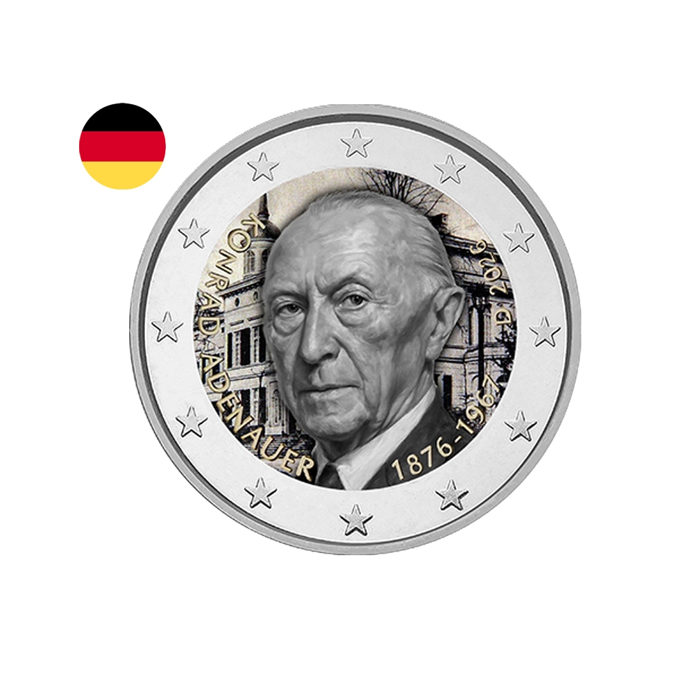 Allemagne 2026 - 2 Euros commémorative - 150e anniversaire de la naissance de Konrad Adenauer - Colorisée