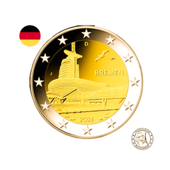 Allemagne 2026 - 2 Euros commémorative - Brême - Maison du climat - Dorée