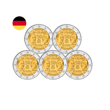 Allemagne 2013 - 2 Euro Commémorative - Lot de 5 ateliers - Traité de l'Elysée