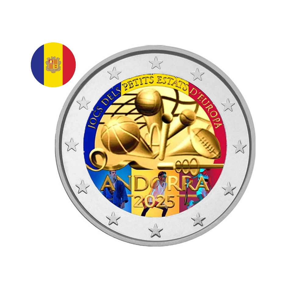 Andorre 2025 - 2 Euros Commémorative - Jeux des petits Etats d'Europe - Colorisée