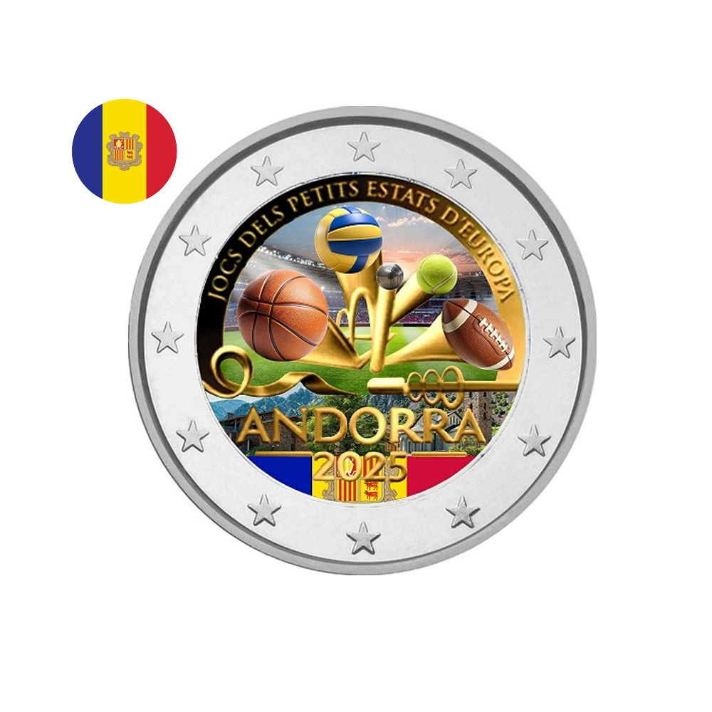 Andorre 2025 - 2 Euros Commémorative - Jeux des petits Etats d'Europe - Colorisée