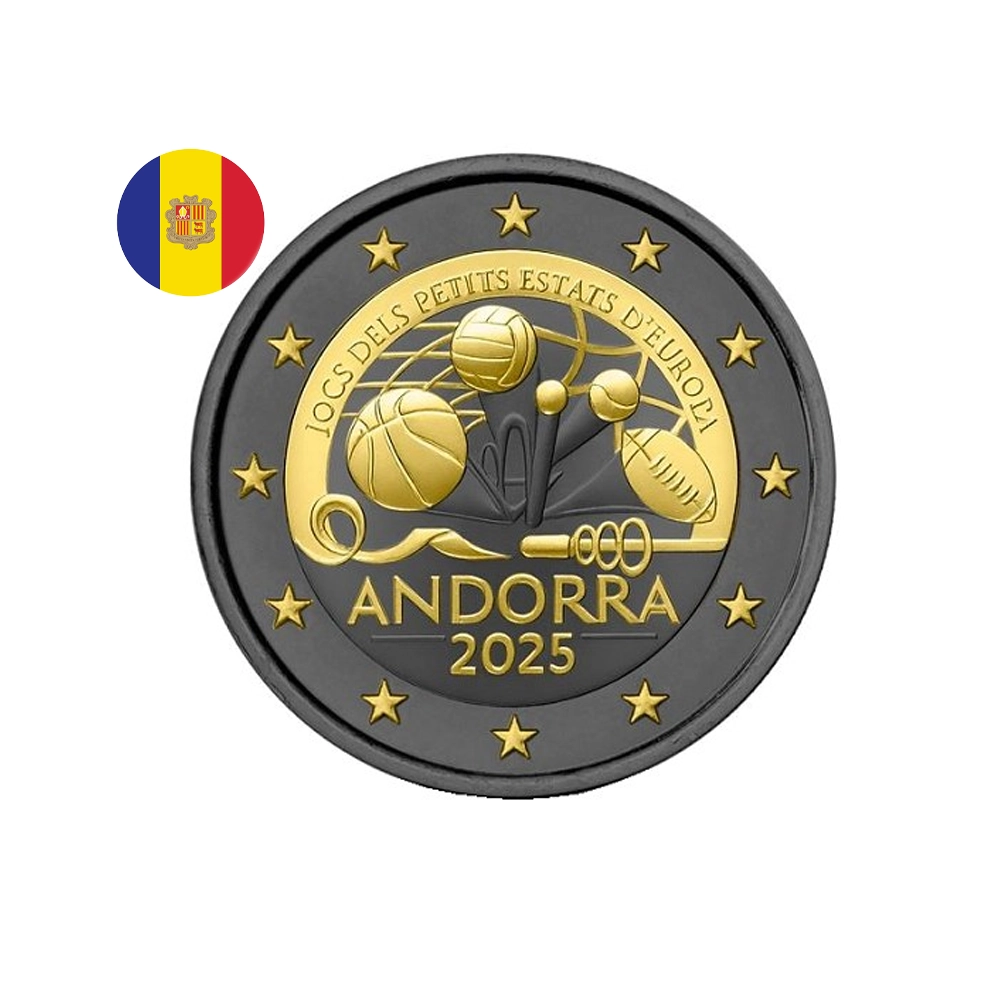 Andorre 2025 - 2 Euro Commémorative - Jeux des petits Etats d'Europe - Ruthénium