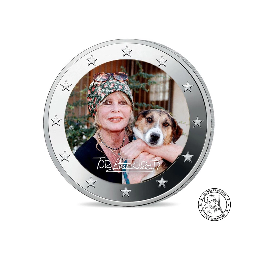 Brigitte Bardot - 2 Euro Commémorative - Colorisée