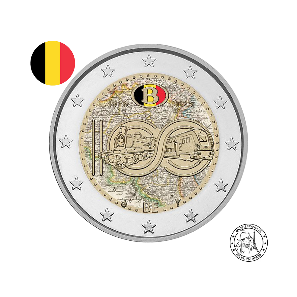 Belgique 2026 - 2 Euros Commémorative - 100 ans de la SNCB - Colorisées