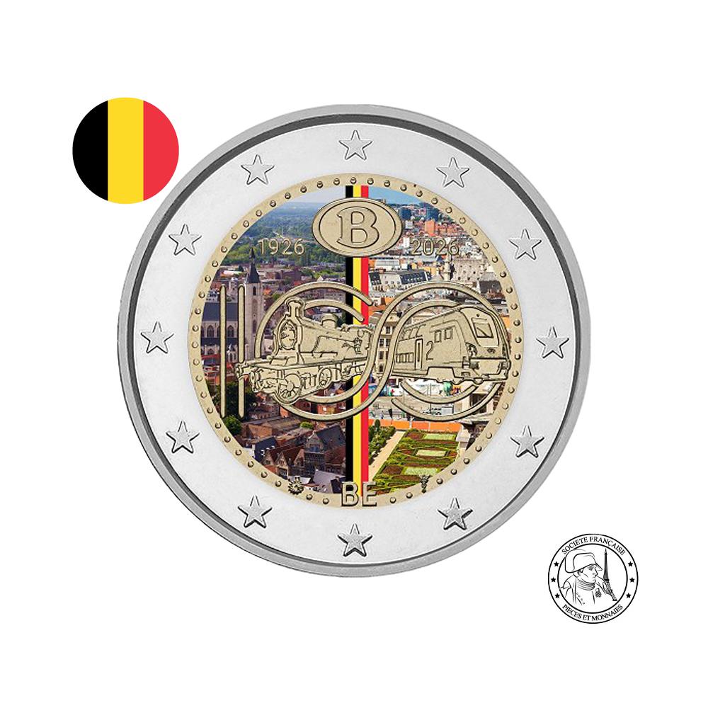 Belgique 2026 - 2 Euros Commémorative - 100 ans de la SNCB - Colorisées