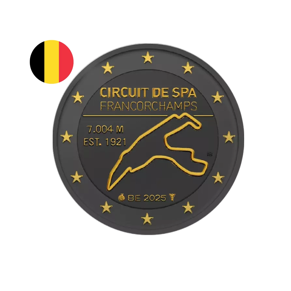 Belgique 2025 - 2 Euros Commémorative - Circuit de Spa-Francorchamps - Ruthénium