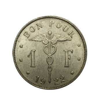 1 franc - Albert Ier - Bonnetain - Belgique - 1922-1934