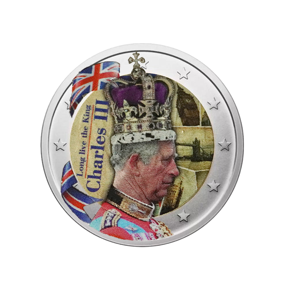 2 Euro commemorative - King Charles III Coronation - Colorized #4