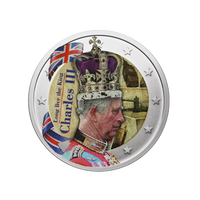 2 EURO Comemorativo - Rei Carlos III Coroação - Colorizado #4