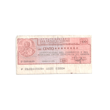 Italie - Billet de 100 Lires - Institut Bancaire San Paolo de Turin - 1975-1977