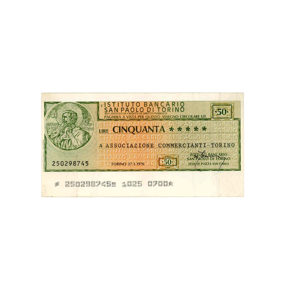 Italie - Billet de 50 Lires - Institut Bancaire San Paolo di Torino - 1976