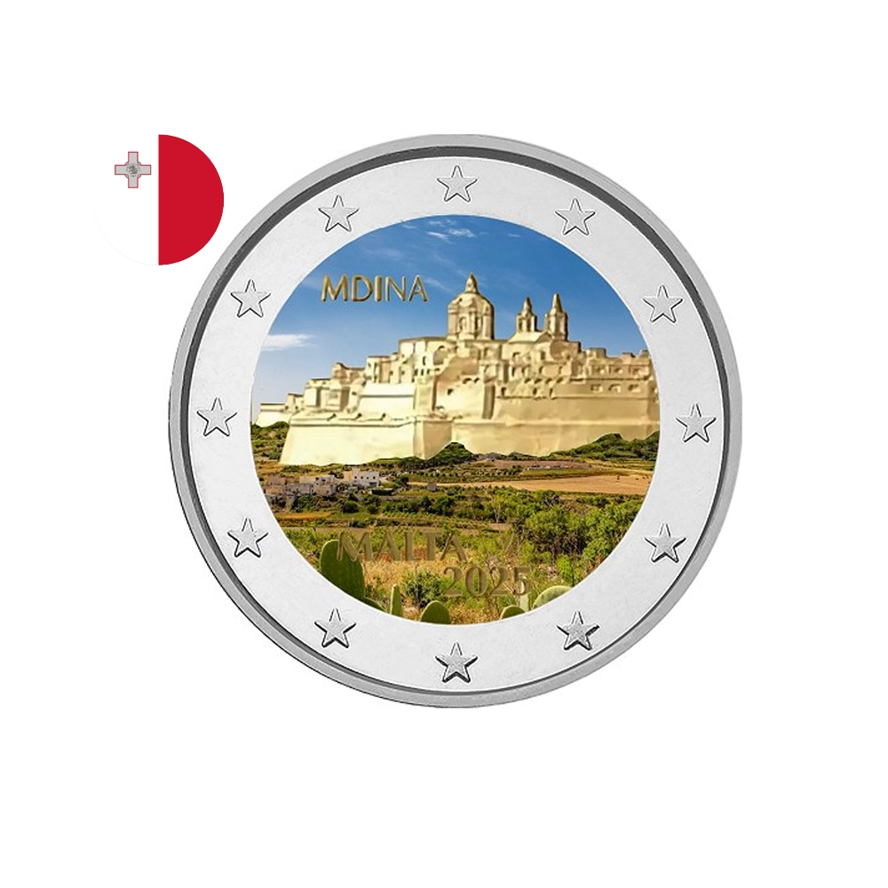 Malte 2025 - 2 Euros Commémorative - Ville Fortifiée de Mdina - Colorisée