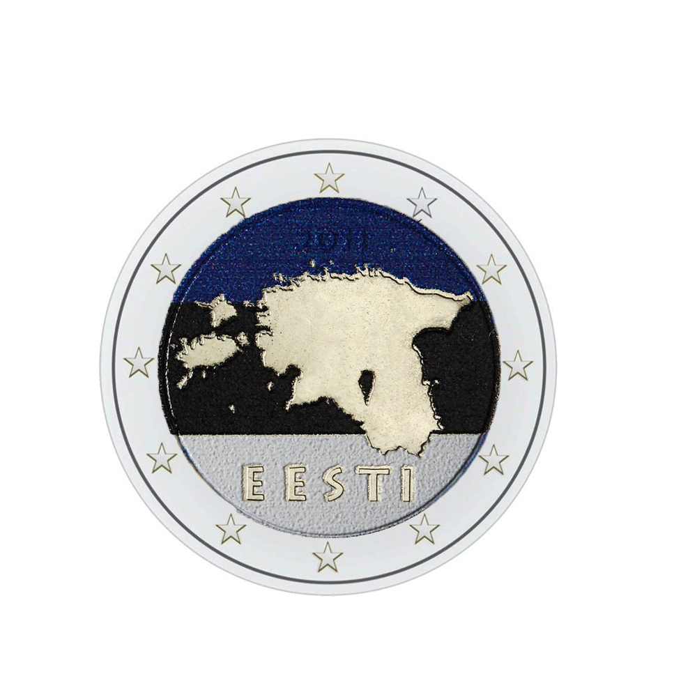 Estonie 2011 - 2 Euro Commémorative - Carte de l'Estonie - Colorisée