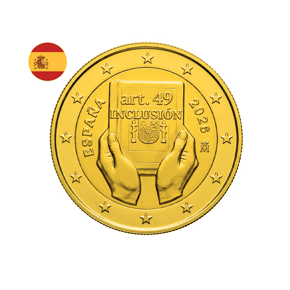 ⁣⁢Spain 2026 - 2-Euro Commemorative Coin - Amendment of Article 49 of the Constitution for the Inclusion of Disabled People - Gold-Plated⁤⁣