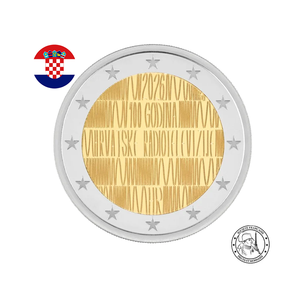 Croatie 2026 - 2 Euros Commémorative -  100 ans de la radio et de la télévision croate