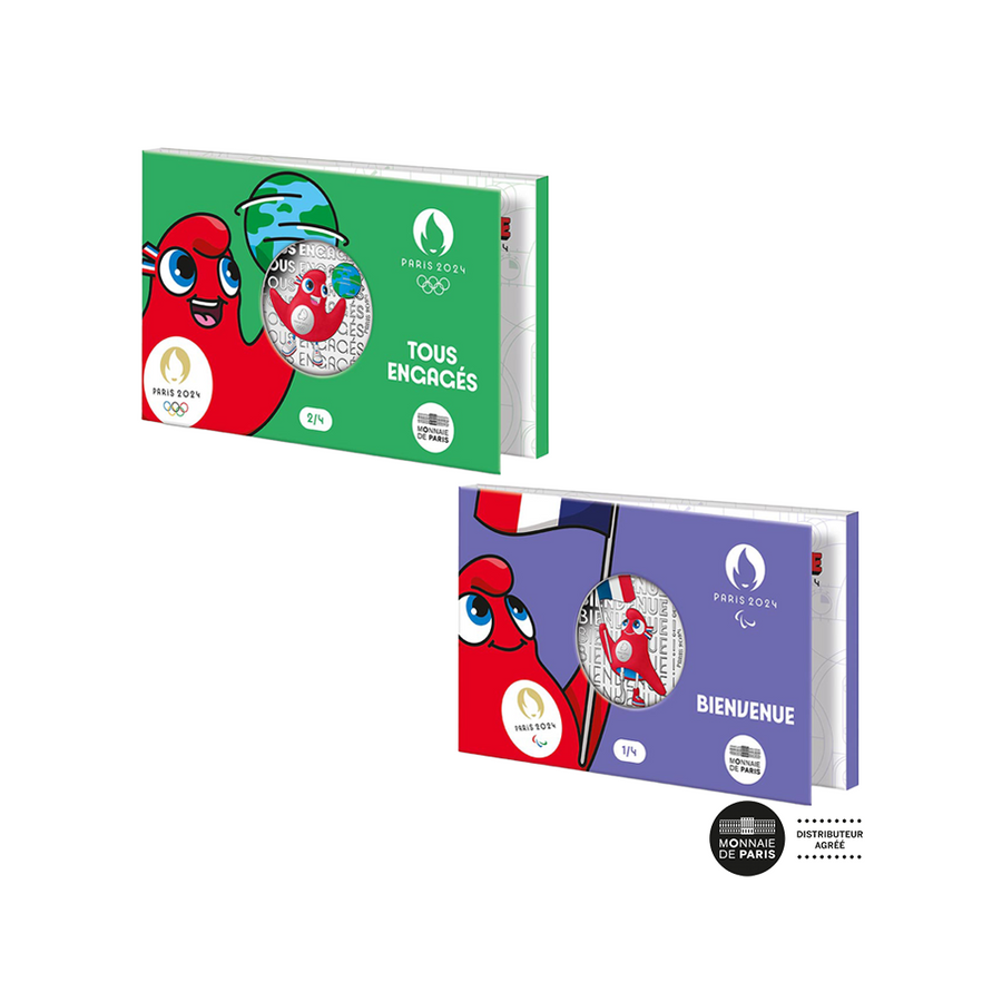 Paris Olympische Spelen 2024 - Set van 2 valuta's van € 50 Silver + Collector Box - Wave 1 - Gekleurd