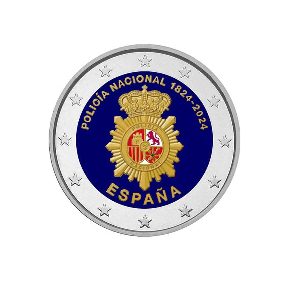 Espanha 2024 - 2 Euro comemorativo - 200º aniversário da Polícia Nacional Espanhola - Colorizada