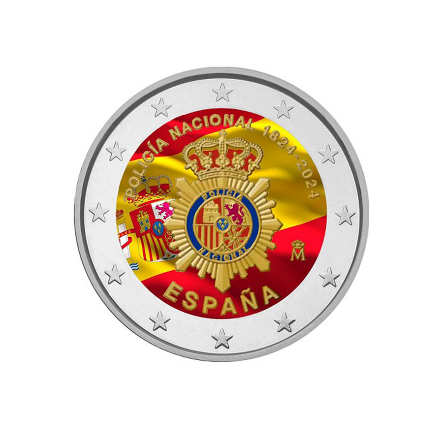 Espanha 2024 - 2 Euro comemorativo - 200º aniversário da Polícia Nacional Espanhola - Colorizada