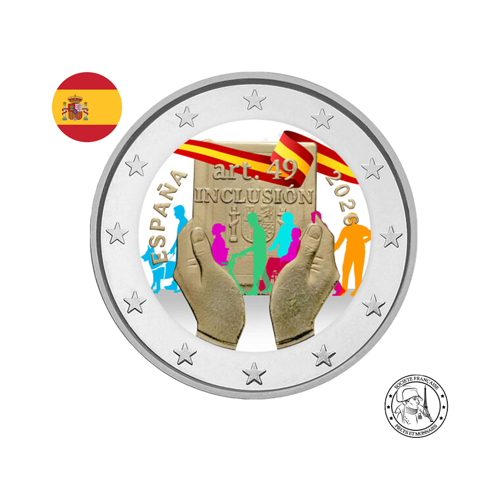 Espagne 2026 - 2 Euro Commémorative - Modification de l'article 49 de la Constitution pour l'inclusion des handicapés - Colorisée (variantes disponibles)