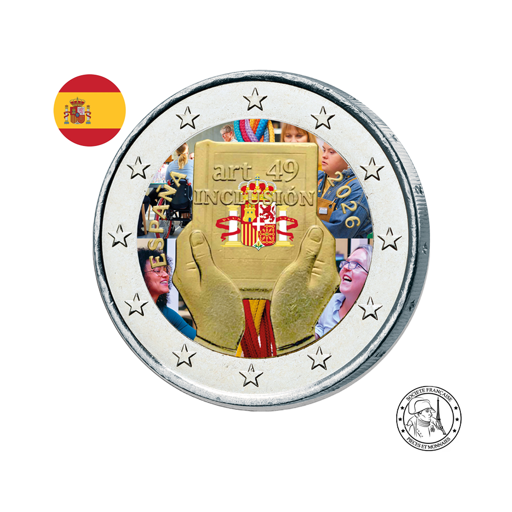 Espagne 2026 - 2 Euro Commémorative - Modification de l'article 49 de la Constitution pour l'inclusion des handicapés - Colorisée (variantes disponibles)